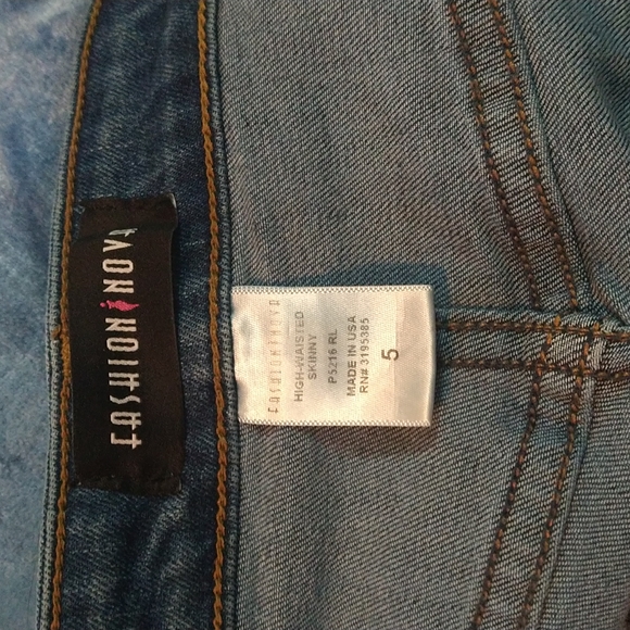 Fashion Nova jeans blue stretch denim high waisted skinny size 5 - Picture 4 of 4
